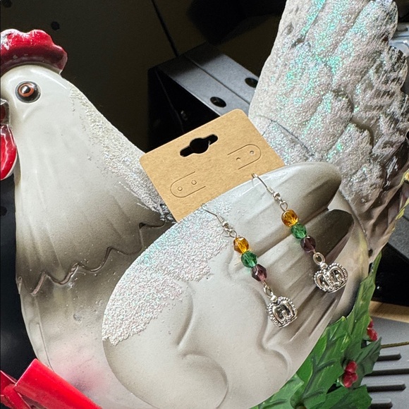 Mardi Gras Silver Crown Drop Earrings with Multicolor Beads 2/$22 - Picture 5 of 6